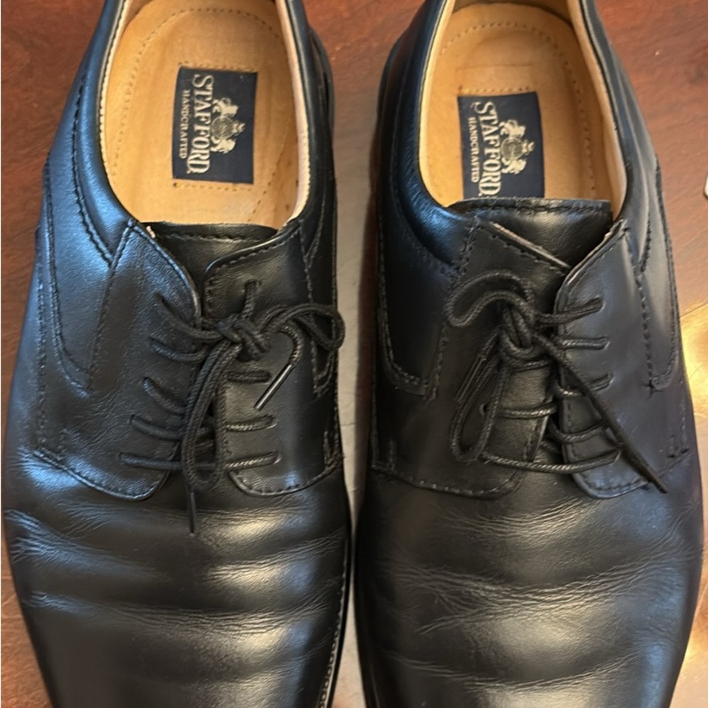 Stafford Men's Black Leather Derbys